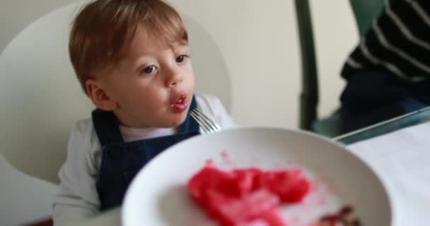 スイカを食べた幼児少年 — ストック動画