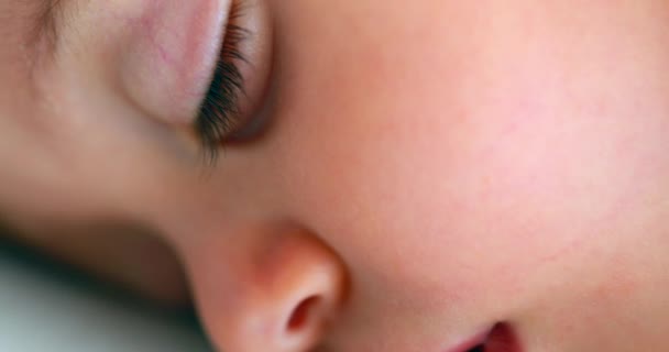 Closeup Baby Face Sleeping Infant Eyes Closed Macro Details — Wideo stockowe