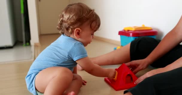 Successful Baby Clapping Hands One Year Old Infant Child Solving — Stockvideo
