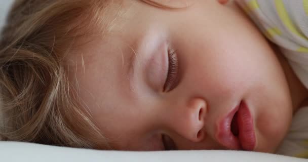 Cute Baby Face Sleeping Adorable Toddler Asleep Closeup One Year — Stock Video