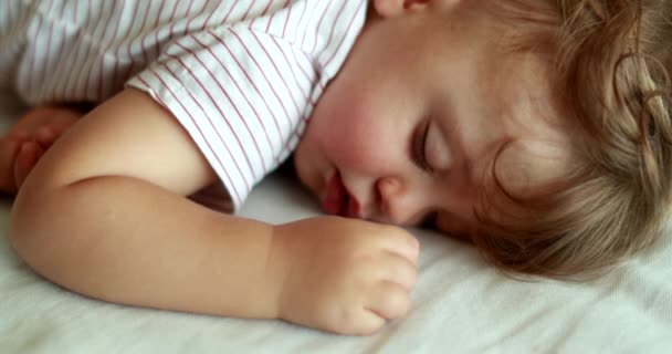 Adorable Baby Sleeping Close Toddler Face Napping — 비디오
