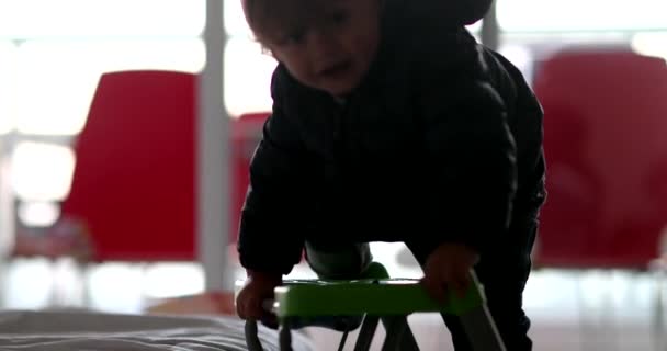 Baby Boy Climbing Bench Toddler Child Climbing Chair — Stock video
