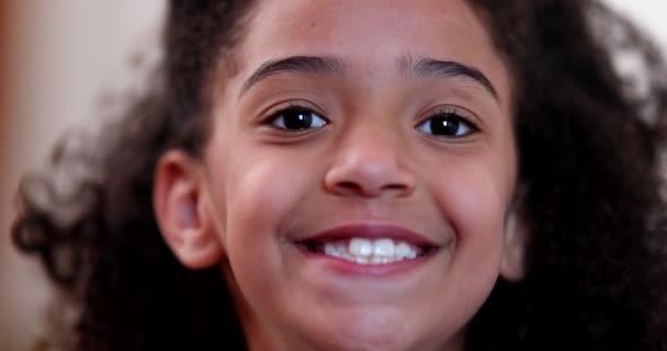 Mixed Race Little Girl Smiling Camera Child Portrait Smile — Vídeos de Stock