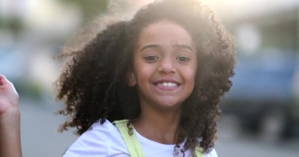 Beautiful Mixed Race Little Girl Child Smiling — Vídeo de Stock