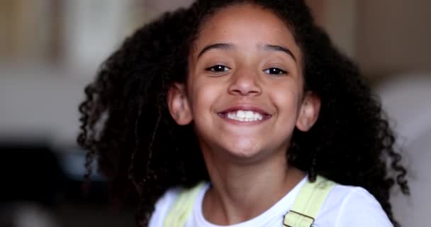 Happy Cute Mixed Race Little Girl Child Smiling Ethnically Diverse — Stockvideo