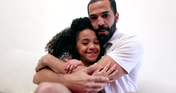 Father Embracing Daughter Child Interracial Parent Child Relationship — Stockvideo
