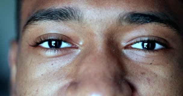 African Man Eyes Close Black Guy Macro Eye Closeup Staring — 图库视频影像