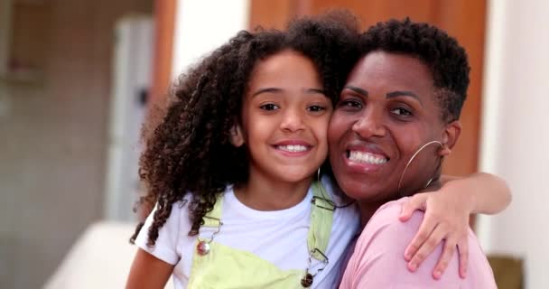 Mixed Race Mother Daughter Smiling Together — Stockvideo