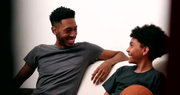 Two African Brothers Bonding Hugging Each Other Candid Siblings Love — Stock video