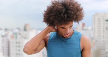 Casual young african man yawning
