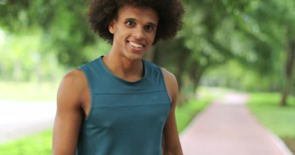 Back Handsome African Black Man Turning Smiling — Stock video