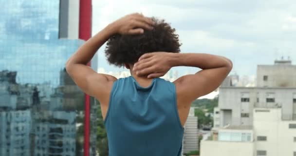 Casual Young Black African Man Adjusting Afro Hair While Overlooking — Video