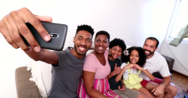 African Family Taking Selfie Photo Smartphone — 비디오