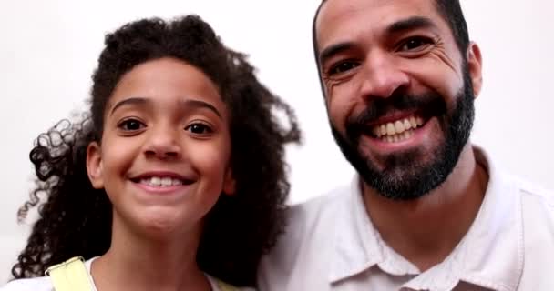 Father Daughter Portraits Looking Camera — Stockvideo