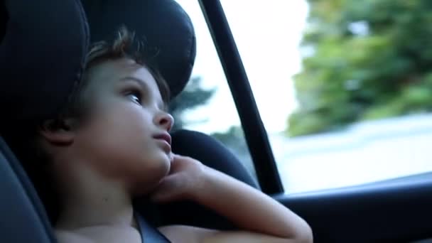 Toddler Boy Back Seat Car Car — Vídeos de Stock