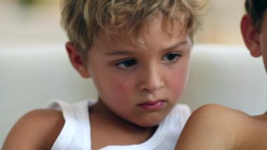 Toddler boy face watching media entertainment