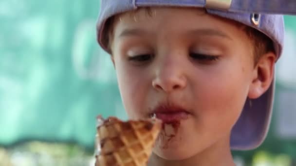 Child Eating Ice Cream Kid Eats Icecream — Video