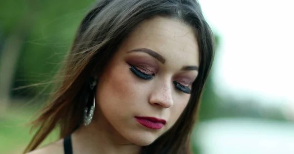 Sad Thoughtful Pensive Pretty Young Woman Her 20S — Stock Photo, Image