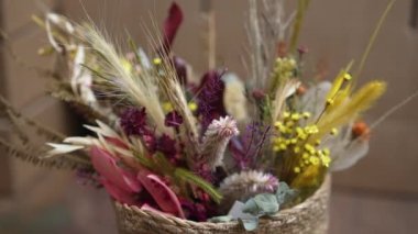 Closeup of beautiful flower arrangement. Diverse elegant bouquet