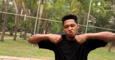 Young African black man performing urban dance