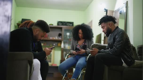 Friends Checking Cellphones People Looking Phones Addicted Technology — Stok video