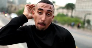 Urban dancer performing in street
