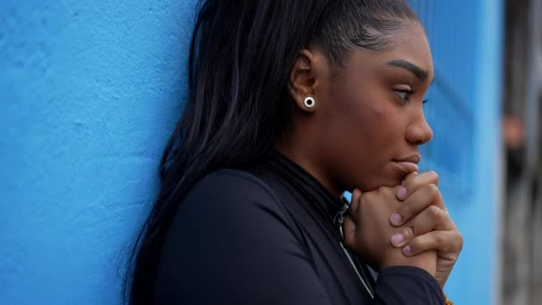 Pensive Teen Black Girl Dilemma — Stockvideo