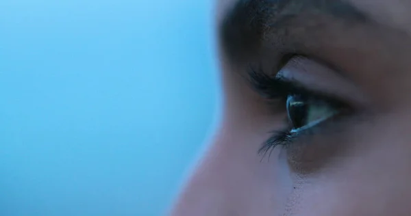 Close-up of african girl eyes thinking pensive about life