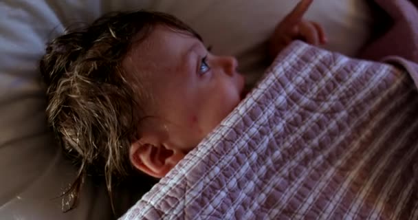 Children Covering Face Bed Blanket Sleep — Video