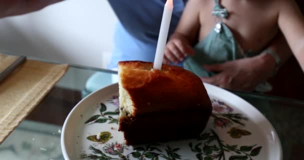 Baby Grandmother Lap Family Celebrating Birthday Grandma Giving Piece Cake — Stok video