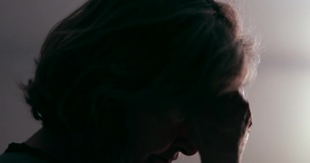 Depressed Senior Woman Suffering Silence Close Toruble Person Face — Stock video
