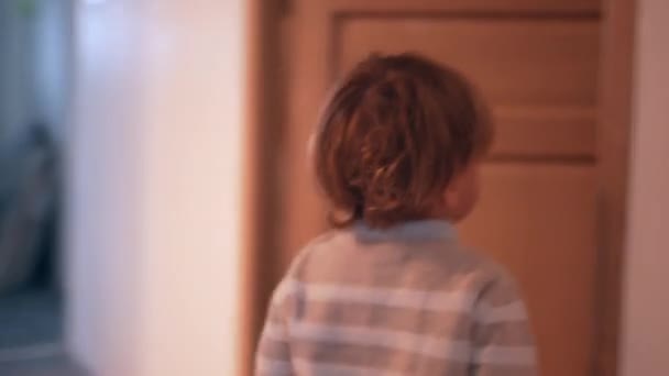 Toddler Entering Bathroom Wanting Mother Attention While She Brushes Teeth — Stockvideo