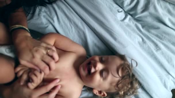 Parent Tickling Baby Boy Toddler Adorable One Year Old Child — Wideo stockowe