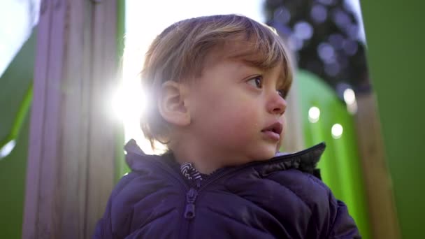 Cute Little Baby Toddler Child Portrait Sunlight — Video Stock