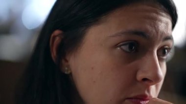 Close-up face showing concern and empathy talking with friend