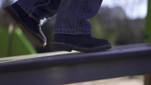 Active Toddler Feet Stepping Playground Structure — Vídeo de stock