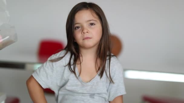 Bored Little Girl Bore Expression Emotion — Stockvideo