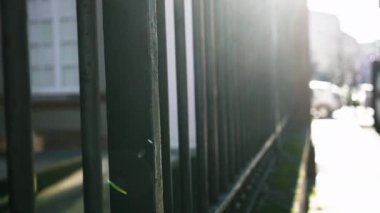 Metal gate grid in line patterns. Security gate