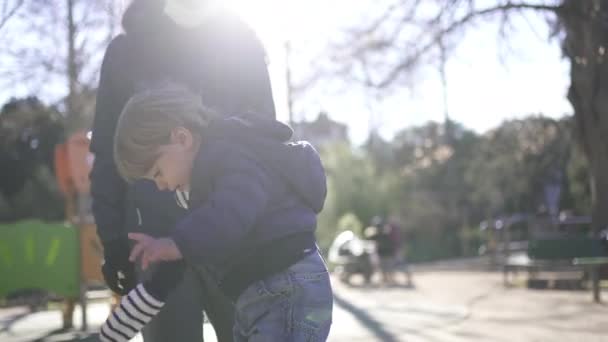 Toddler Boy Falling Floor Playground Park — Vídeo de stock