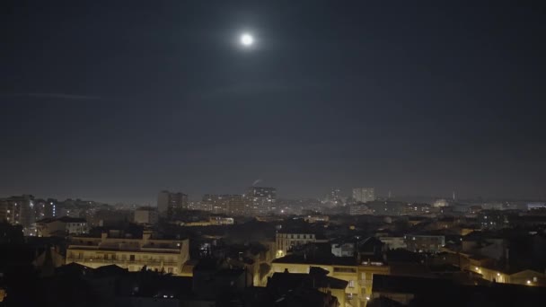 European City View Night Moonlight — стокове відео