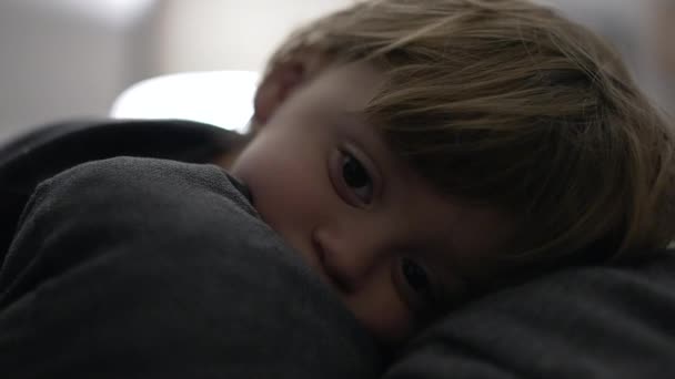 Sad Melancholical Little Toddler Boy Two Year Old Child Pensive — Vídeo de Stock