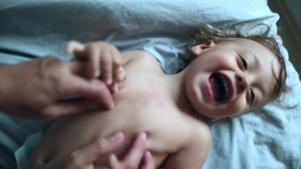 Parent Tickling Baby Boy Toddler Adorable One Year Old Child — Vídeos de Stock