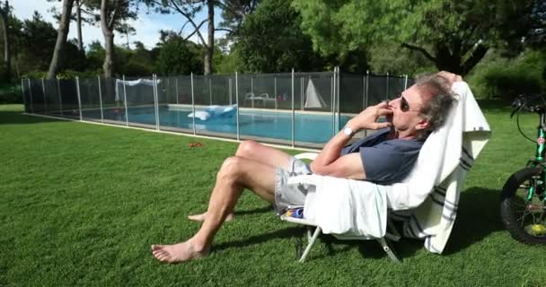 Older Retired Man Resting — Stockvideo