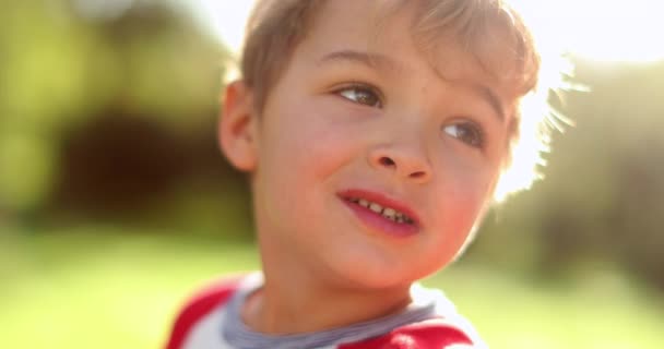 屋外で幸せな幼児の男の子の子供 外で喜びの子供を表現 — ストック動画