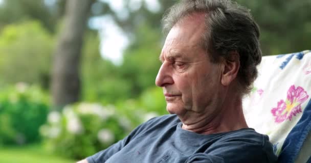 Pensive Older Man Thinking Contemplative Senior Person — 图库视频影像
