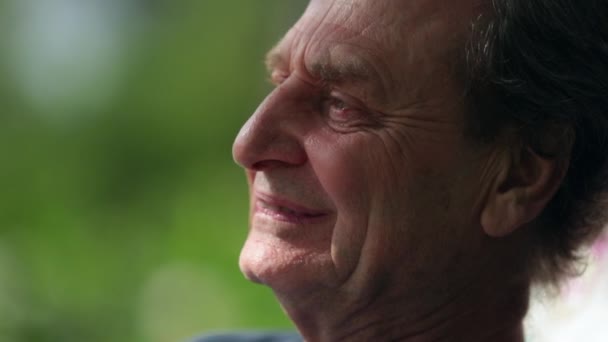 Thoughtful Happy Older Man Face Contemplative Joyful Senior Portrait — Stock video