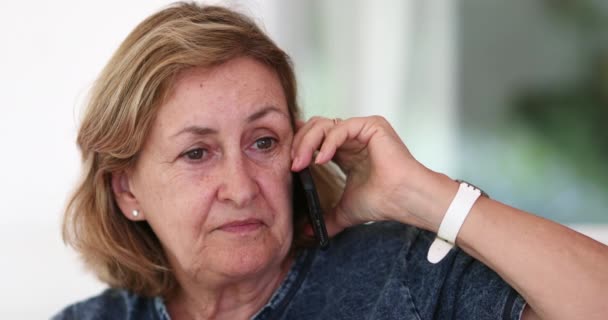 Senior Woman Speaking Phone Grandmother Lady Talking Cellphone — Video
