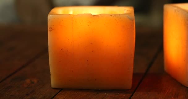 Warmes Dekoratives Kerzenlicht Der Nacht — Stockvideo
