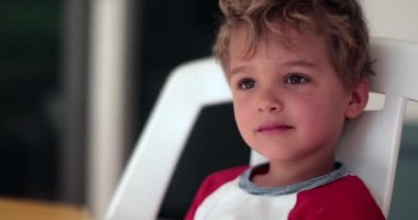 Gülümseyen İsviçreli çocuk. Yakışıklı çocuk yüzü.