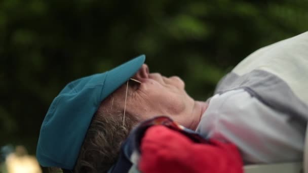 Senior Man Resting Asleep — Vídeos de Stock
